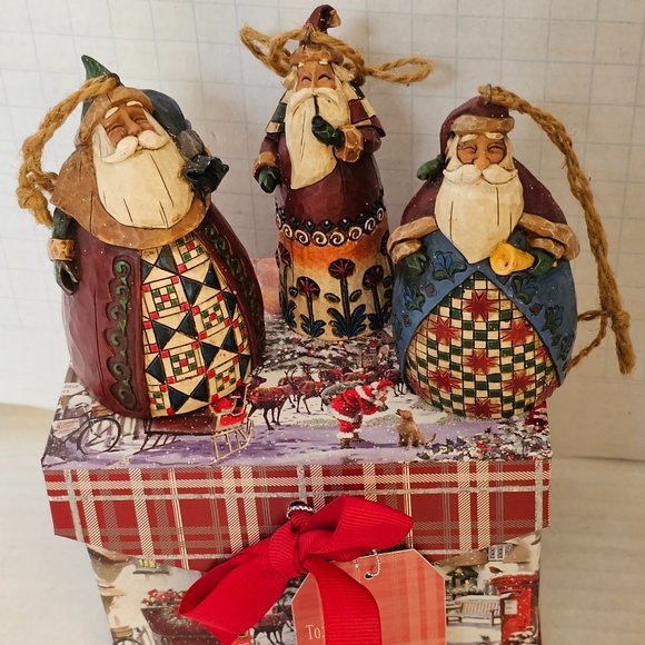 3 Jim Shore Christmas Ornament Santa Claus Figurine Bell Bag Toys C107461 2002 - Picture 1 of 16